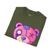 Load image into Gallery viewer, Patchy Pink Heart Teddy Bear Unisex Softstyle T-Shirt