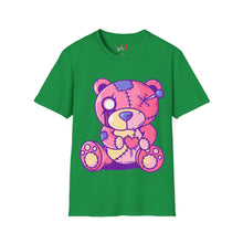 Load image into Gallery viewer, Patchy Pink Heart Teddy Bear Unisex Softstyle T-Shirt