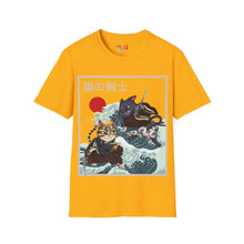 Load image into Gallery viewer, Dueling Samurai Cats Unisex Softstyle T-Shirt