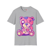 Load image into Gallery viewer, Patchy Pink Heart Teddy Bear Unisex Softstyle T-Shirt