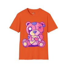 Load image into Gallery viewer, Patchy Pink Heart Teddy Bear Unisex Softstyle T-Shirt