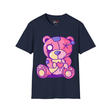 Load image into Gallery viewer, Patchy Pink Heart Teddy Bear Unisex Softstyle T-Shirt