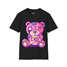 Load image into Gallery viewer, Patchy Pink Heart Teddy Bear Unisex Softstyle T-Shirt