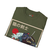 Load image into Gallery viewer, Dueling Samurai Cats Unisex Softstyle T-Shirt
