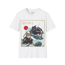 Load image into Gallery viewer, Dueling Samurai Cats Unisex Softstyle T-Shirt