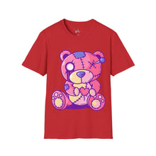 Load image into Gallery viewer, Patchy Pink Heart Teddy Bear Unisex Softstyle T-Shirt