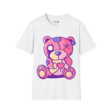 Load image into Gallery viewer, Patchy Pink Heart Teddy Bear Unisex Softstyle T-Shirt