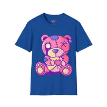 Load image into Gallery viewer, Patchy Pink Heart Teddy Bear Unisex Softstyle T-Shirt