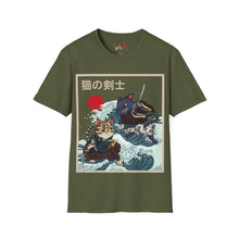 Load image into Gallery viewer, Dueling Samurai Cats Unisex Softstyle T-Shirt