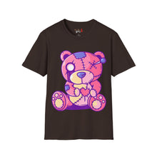 Load image into Gallery viewer, Patchy Pink Heart Teddy Bear Unisex Softstyle T-Shirt