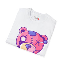 Load image into Gallery viewer, Patchy Pink Heart Teddy Bear Unisex Softstyle T-Shirt