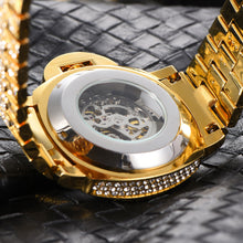 Load image into Gallery viewer, Men's Full Diamond Luminous Hollow Out Bottom Mechanical Watch