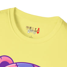 Load image into Gallery viewer, Patchy Pink Heart Teddy Bear Unisex Softstyle T-Shirt