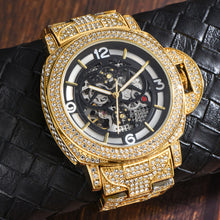 Load image into Gallery viewer, Men's Full Diamond Luminous Hollow Out Bottom Mechanical Watch