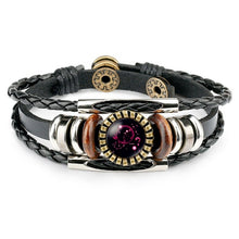 Load image into Gallery viewer, Zodiac Sign Bracelets For Women Men 12 Constellation Beaded Hand Woven PU Leather Bracelets
