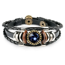 Load image into Gallery viewer, Zodiac Sign Bracelets For Women Men 12 Constellation Beaded Hand Woven PU Leather Bracelets
