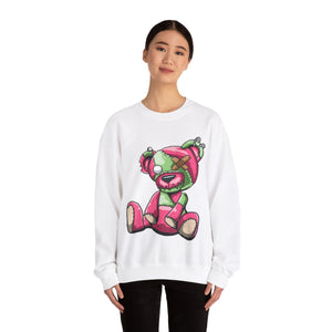 Pink & Green Patched Teddy Bear Sweatshirt