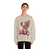 Pink & Green Patched Teddy Bear Sweatshirt