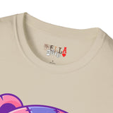 Patchy Pink Heart Teddy Bear Unisex Softstyle T-Shirt