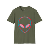 Neon Glitch Alien T Shirt for Men/Women, Funny UFO Shirt, Sci Fi Graphic Tee