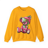 Pink & Green Patched Teddy Bear Sweatshirt