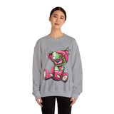 Pink & Green Patched Teddy Bear Sweatshirt