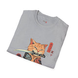 Samura Orange Kitty Japanese Samurai T Shirt, Asian Graphic Tee, Bushido Warrior Shirt