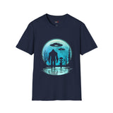 Bigfoot and  Alien T Shirt for Men/Women, Funny UFO Shirt, Sci Fi Graphic Tee