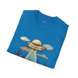 Believe Cat Abduction Vintage Alien T Shirt, Retro UFO Graphic Tee, Space Streetwear Shirt