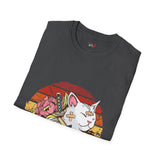 Banadaged Kitty Japanese Samurai T Shirt, Asian Graphic Tee, Bushido Warrior Shirt