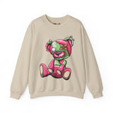 Pink & Green Patched Teddy Bear Sweatshirt