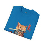 Samura Orange Kitty Japanese Samurai T Shirt, Asian Graphic Tee, Bushido Warrior Shirt