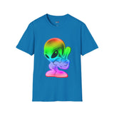 Neon Peace Sign Alien T Shirt for Men/Women, Funny UFO Shirt, Sci Fi Graphic Tee