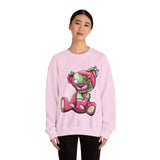 Pink & Green Patched Teddy Bear Sweatshirt