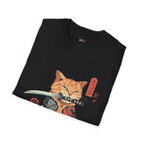 Samura Orange Kitty Japanese Samurai T Shirt, Asian Graphic Tee, Bushido Warrior Shirt