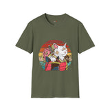 Banadaged Kitty Japanese Samurai T Shirt, Asian Graphic Tee, Bushido Warrior Shirt