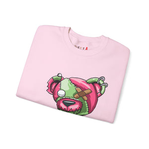 Pink & Green Patched Teddy Bear Sweatshirt