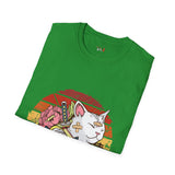 Banadaged Kitty Japanese Samurai T Shirt, Asian Graphic Tee, Bushido Warrior Shirt