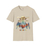 Believe Cat Abduction Vintage Alien T Shirt, Retro UFO Graphic Tee, Space Streetwear Shirt