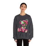 Pink & Green Patched Teddy Bear Sweatshirt