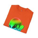 Neon Peace Sign Alien T Shirt for Men/Women, Funny UFO Shirt, Sci Fi Graphic Tee