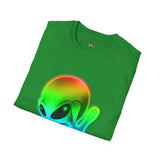 Neon Peace Sign Alien T Shirt for Men/Women, Funny UFO Shirt, Sci Fi Graphic Tee
