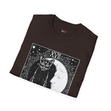 Black Cat The Moon XVII Tarot Card T Shirt, Mystic Graphic Tee, Spiritual Shirt