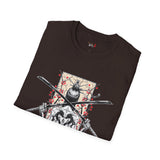Dual Sword Fem Warrior Japanese Samurai T Shirt, Asian Graphic Tee, Bushido Warrior Shirt