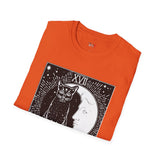 Black Cat The Moon XVII Tarot Card T Shirt, Mystic Graphic Tee, Spiritual Shirt