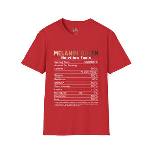 Melanin Queen Nutrition Facts Unisex Softstyle T-Shirt