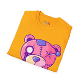 Patchy Pink Heart Teddy Bear Unisex Softstyle T-Shirt