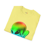 Neon Peace Sign Alien T Shirt for Men/Women, Funny UFO Shirt, Sci Fi Graphic Tee