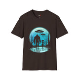 Bigfoot and  Alien T Shirt for Men/Women, Funny UFO Shirt, Sci Fi Graphic Tee