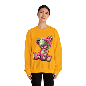 Pink & Green Patched Teddy Bear Sweatshirt